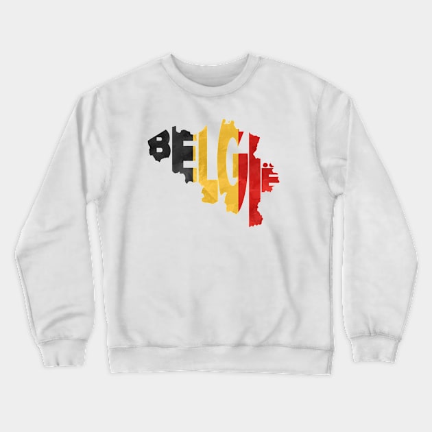 Belgium Typo Map Crewneck Sweatshirt by inspirowl